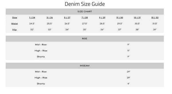 Jeans size chart