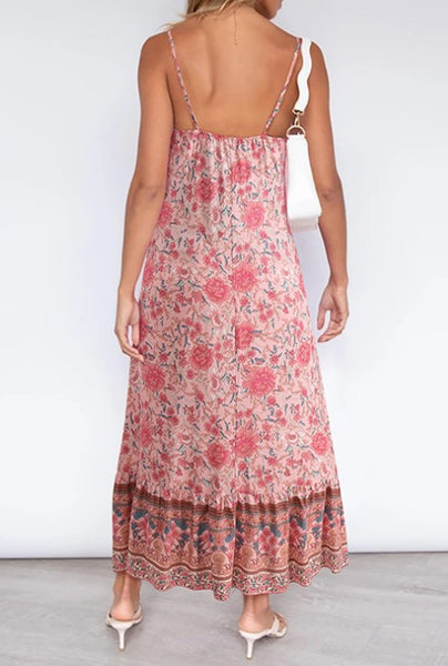 Piper Boho Pink Midi Dress