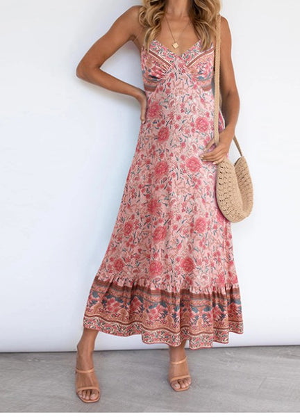 Piper Boho Pink Midi Dress