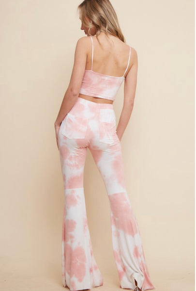 Jolie Pink Tie Dye Flare Pants