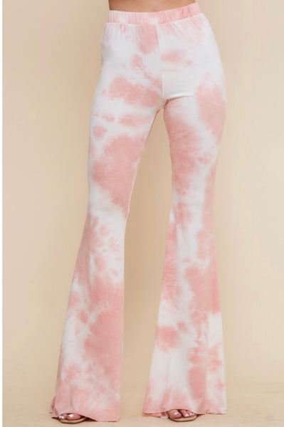 Jolie Pink Tie Dye Flare Pants