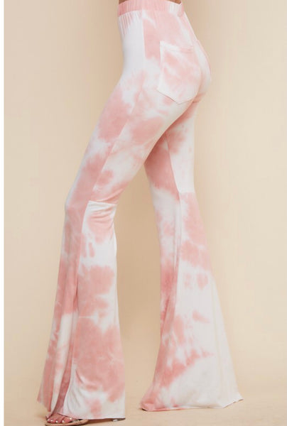 Jolie Pink Tie Dye Flare Pants