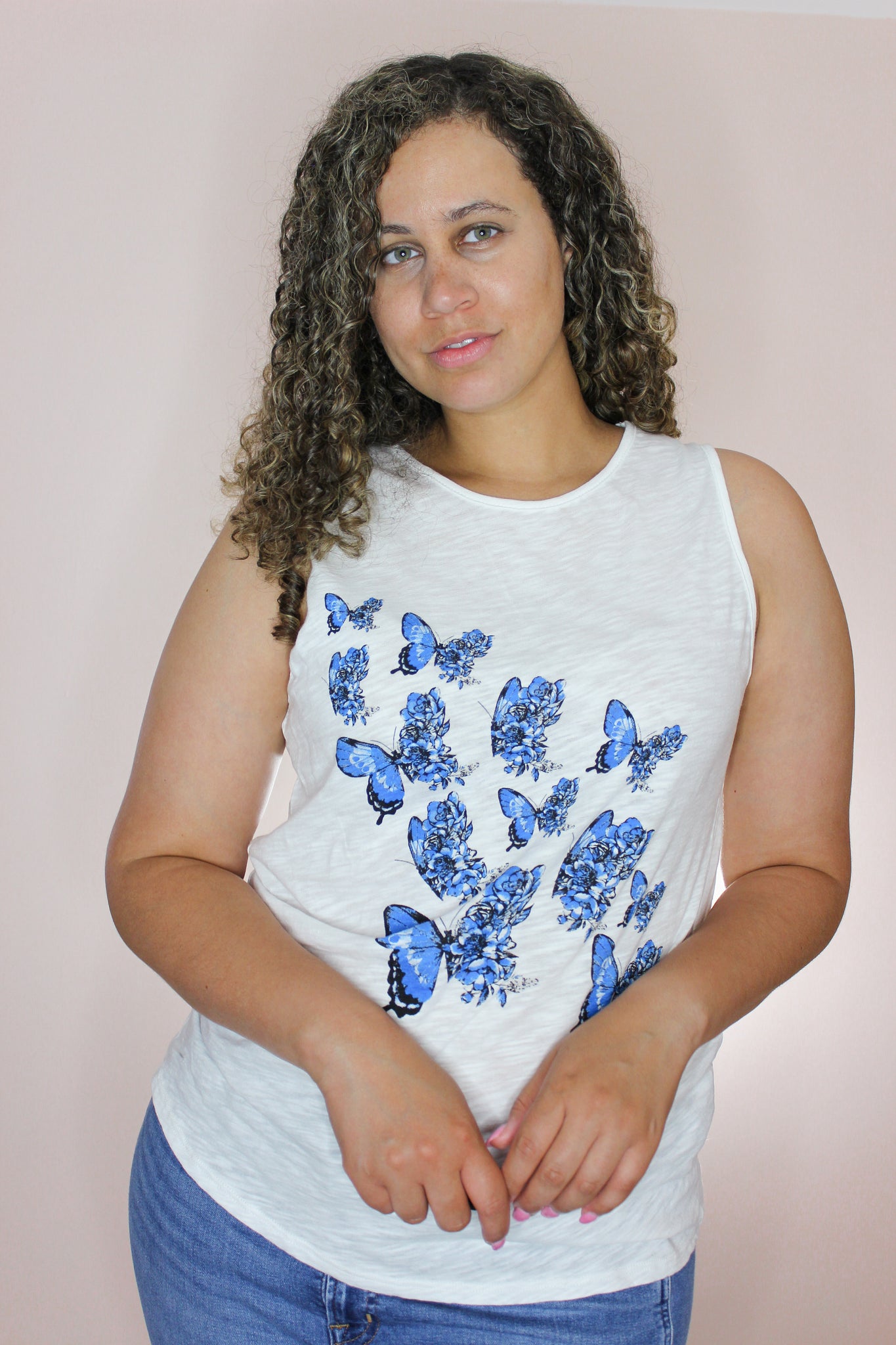 Melody White Butterfly Graphic Top